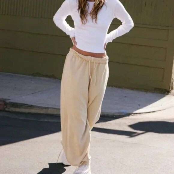 NWOT Free People FP Movement All Star Solid Pants In Sesame Taupe